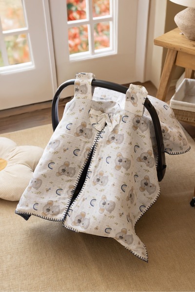 lizayn home 100% Cotton Double-Sided Muslin Stroller Cover