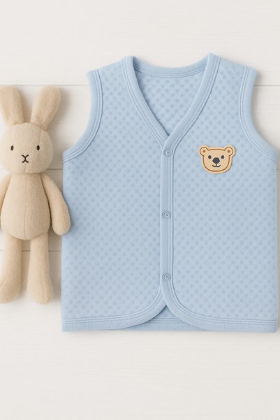 Panfilia 100% Cotton Quilted Baby Kids Girls Boys Unisex 2-Piece Combed Cotton Vest Set
