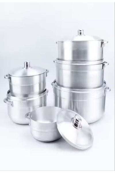 Generic Shiny aluminum china cookware set, 6 pieces with handles