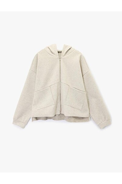 Koton Long Sleeve Pocket Detailed Zippered Hooded Oversized Jacket (Aw 25)