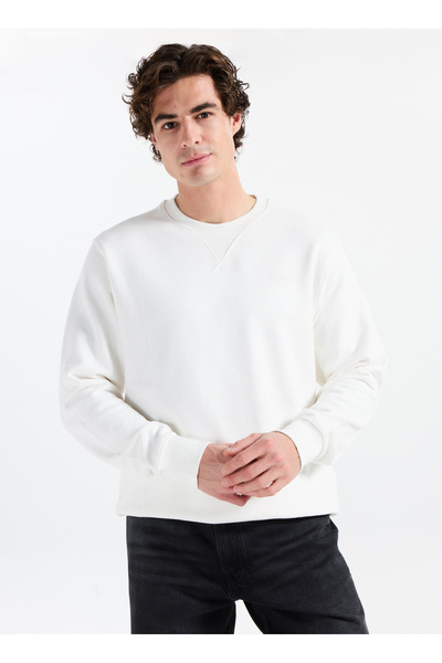 Jack & Jones Bisiklet Yaka Beyaz Erkek Sweatshırt 12283399_JPRCCMATEO SWEAT C...