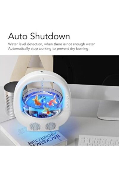 SokShop Multifunctional Humidifier with Fish Bowl, Bluetooth Speaker, 6 RGB Colors, 700 ml, White