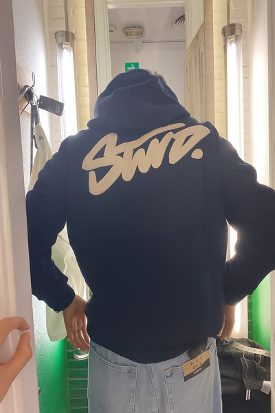 CLASSY.MODA Unisex 3 Yarn O Oversized Swnd Lettering B Printed K Hooded Street Style Sweatshirt with Kangaroo Pocket