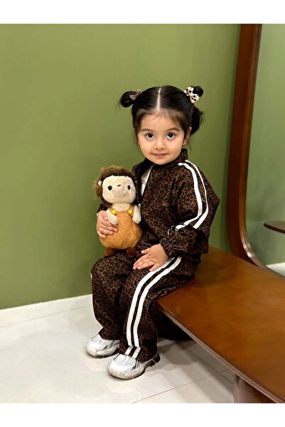 zeynoshkids 4-14 Years Old Girl's Leopard Tracksuit Set