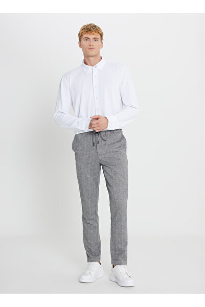 ALTINYILDIZ CLASSICS Tied Waist Regular Leg Slim Fit Navy Blue Men's Trousers Ace001252270_Lac