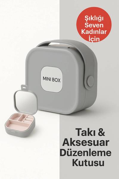 Open Home Concept Mini Takı Kutusu Ayna ve 4 Bölmeli Seyahat Düzenleyici – Ko...