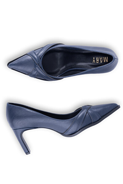 MARY Modern Curve Cross Band Detailed Thin Heel Pointed Toe Classic Style Women's Heeled Shoes