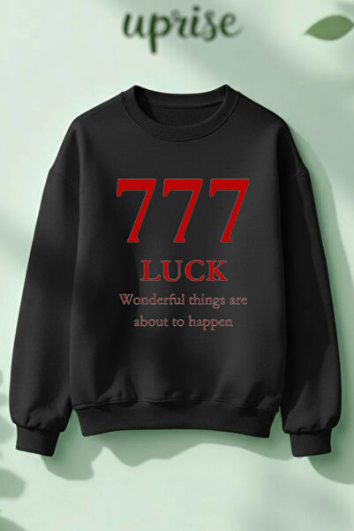 Vordevia 777 Luck με τύπωμα Βαμβακερό φούτερ με λαιμόκοψη με oversized κλωστές