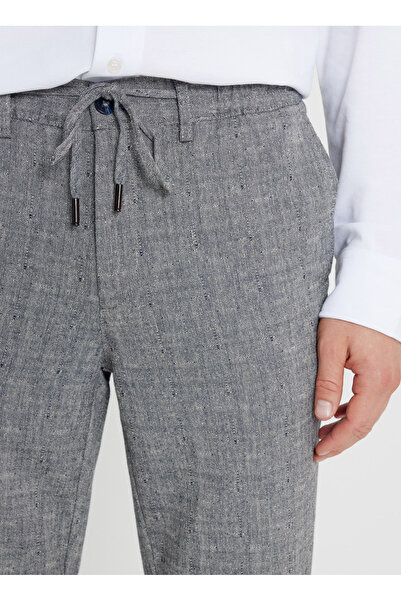 ALTINYILDIZ CLASSICS Tied Waist Regular Leg Slim Fit Navy Blue Men's Trousers Ace001252270_Lac