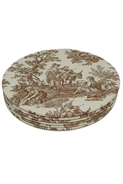 shopshop Milk Coffee French Country American Service 6 Pieces 33X33 Mdf Elastic Fabric Supla Tableware Presentation Set