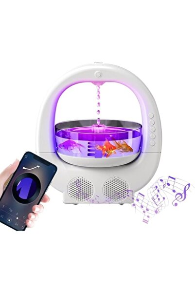 SokShop Multifunctional Humidifier with Fish Bowl, Bluetooth Speaker, 6 RGB Colors, 700 ml, White