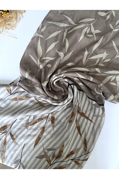 GOX Leaf Pattern Striped Multi-Colored Cotton Shawl