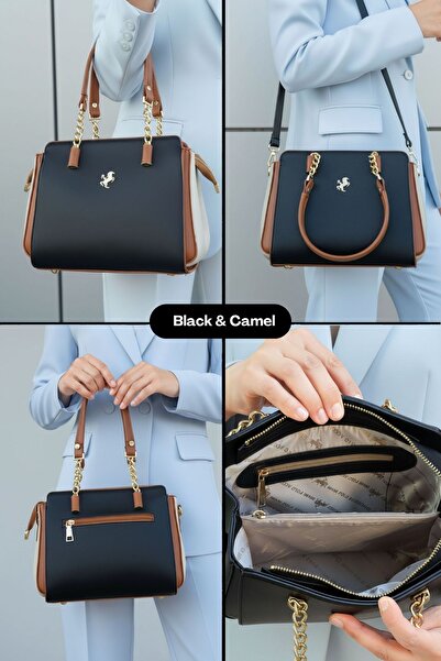 POLO CLUB Women's Polo 4 Compartment Chain Detailed Long Crossbody Strap & Handbag (24X19 cm)