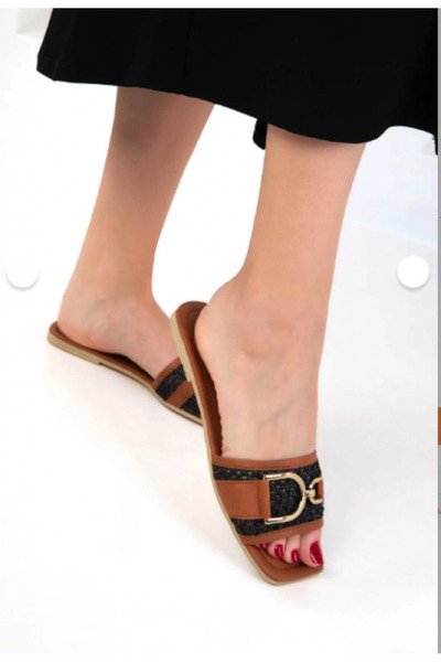 ZENGEZUR MALL Mtxdpn Pier Black Leather Slippers (221231) (Size: 36)