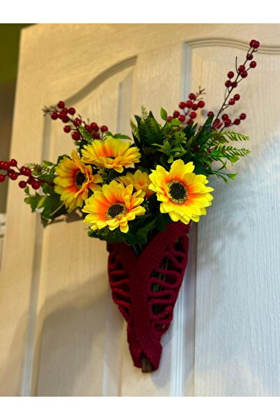 Hediyeninellitonu Door Ornament Handmade Straw Door Ornament Custom Design (Flowers Are Not Included)