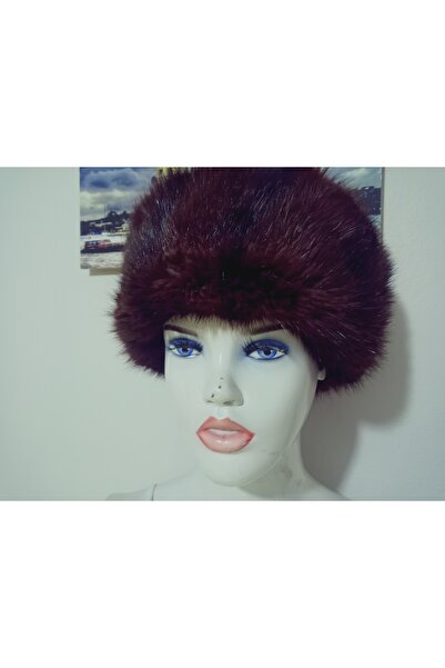 hoaryage Unisex Genuine Mink Leather Wolf Hat Genuine Wolf Kipchak Börk Hat