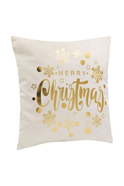 OEM Christmas Decorative Pillow, Velvet, Ecru, Gold, 43x43cm