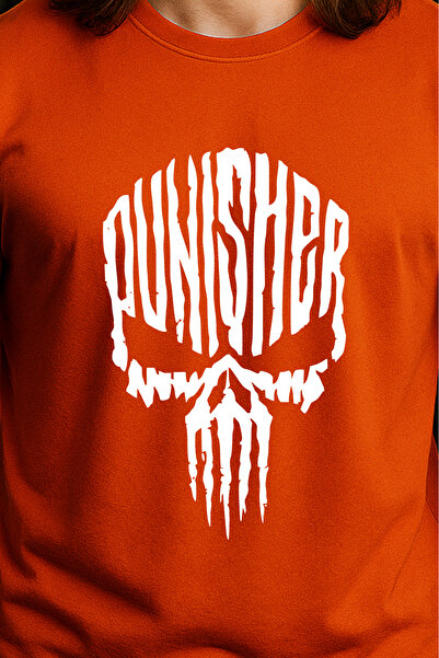 BESSA Orange Printed Athlete Tank Top Crew Neck Cotton Sleeveless Tank Top Punisher Men's