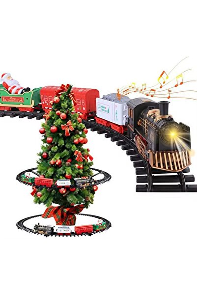 hoffmans Electric Train with Lights and Sound Effects, 3 Cars, Adjustable Track, Realistic Effects. Christmas