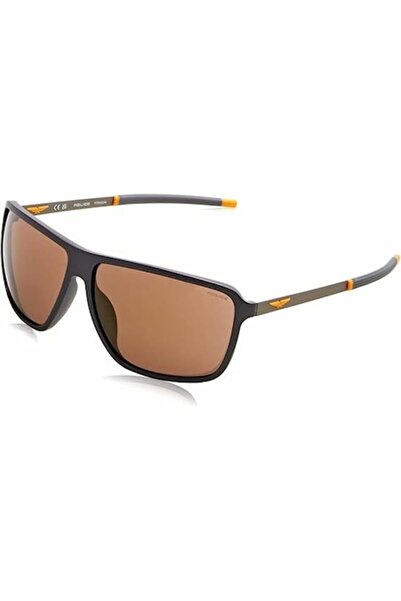 Police Men's Sunglasses SPLL15M65T17X, Brown Polycarbonate Lenses Ø65mm, UV400, Case Included