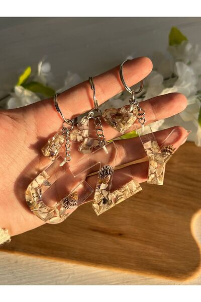 Sultan Tasarım Μονόχρωμο Εποξειδικό Μπρελόκ με Κοχύλια Φυσικό - 1 ΤΕΜΑΧΙΟ