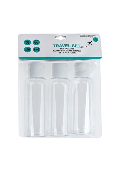 OEM Set of 3 Reusable Travel Bottles, Transparent Plastic, 100 ml – Ideal for Hand Luggage