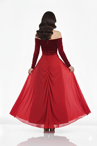 TREASUREISLAND Long velvet evening dress without sleeves