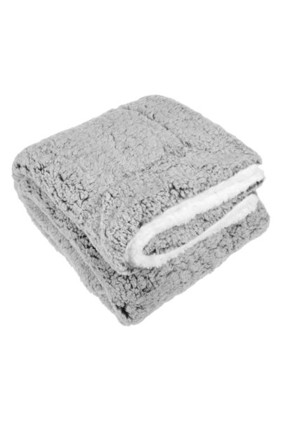 OEM Decorative grey faux fur throw with embossed white pattern for armchair sherpa 160x130 cm