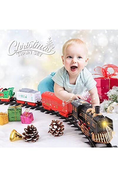 hoffmans Electric Train with Real Smoke and Lights - Sound Effects, 3 Wagons, Adjustable Track, Realistic Effects