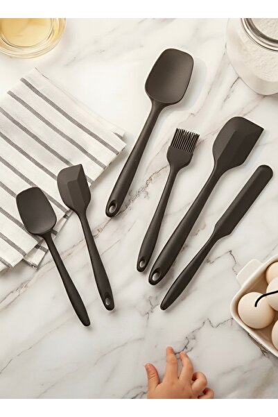 maisone home 6 Pieces Heat Resistant Black Silicone Kitchen Utensil Set Flexi...