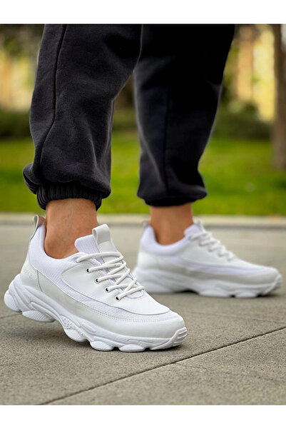 ZENGEZUR MALL Mtxdpn Kb-707 Kuback White Leather High Sole Lace-Up Casual Men's Shoes (221351) (Size: 41