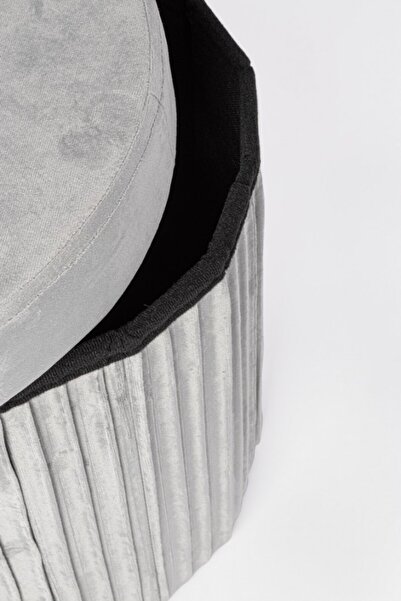 Bizzotto Jocelyn grey velvet ottoman 38x38x38 cm