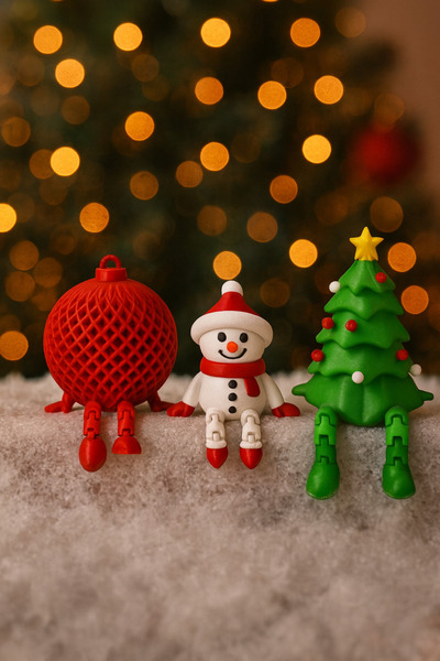 Christmas Themed 3-Piece Decorative Figure Set | Tree, Snowman, New Year Gift & Decor Set