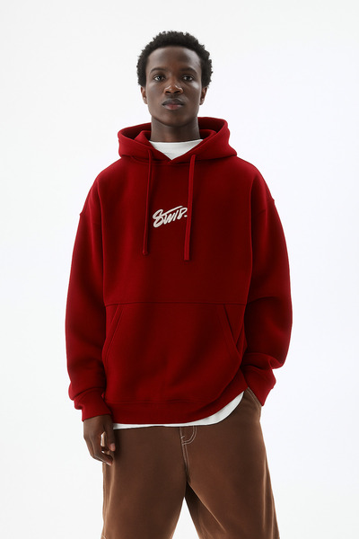 CLASSY.MODA Unisex 3 Yarn O Oversized Swnd Lettering B Printed K Hooded Comfortable Casual Hoodie with Kangaroo Pocket