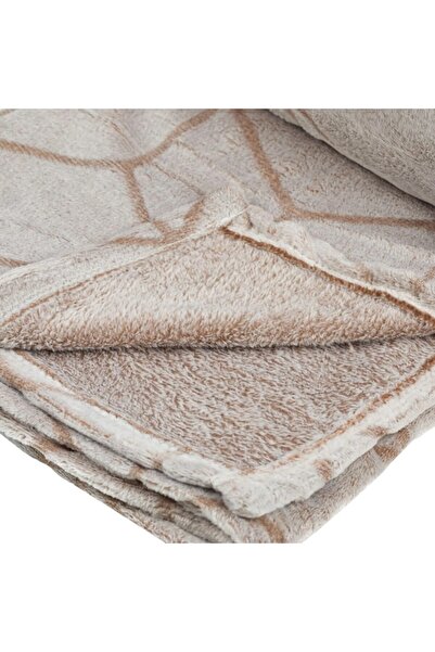 OEM Velvety Blanket Beige Brown with Pattern 200x150 cm