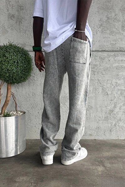 MADZEYMODA Men's Baggy Fit Striped Detail Mold Washed Sweatpants Ke-408