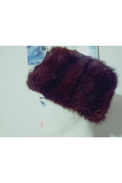 hoaryage Unisex Genuine Mink Leather Wolf Hat Genuine Wolf Kipchak Börk Hat