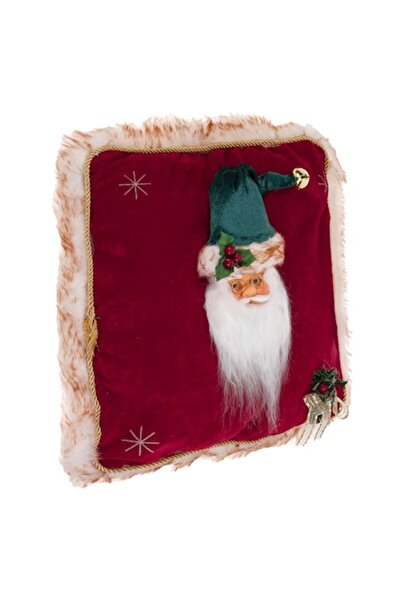 OEM Pernă decorativă de Crăciun din catifea roșie cu model 3D de Moș Crăciun ...