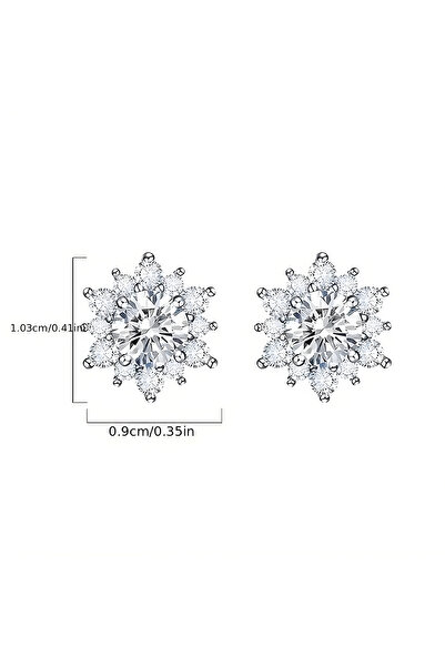 BUNILU Cercei din argint model floare, cu pietre din zirconiu