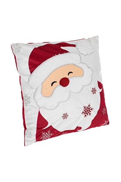 OEM Christmas Decorative Velvet Pillow Cover with Embroidered Santa, Red, 45x45cm