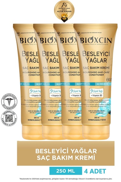 Bioxcin Nourishing Oils Hair Care Cream 250 ml - Sulfate-Free 4X250 ml