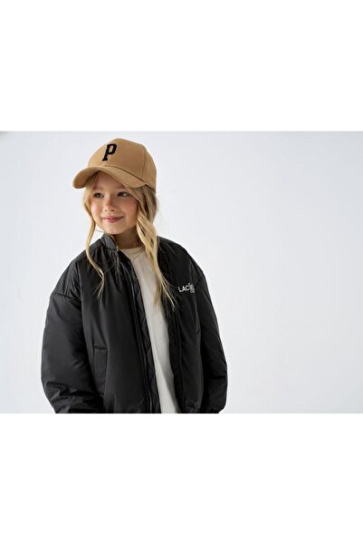 Magu Unisex Children's Black Bomber Jacket – Zippered, Pockets, Relaxed Fit