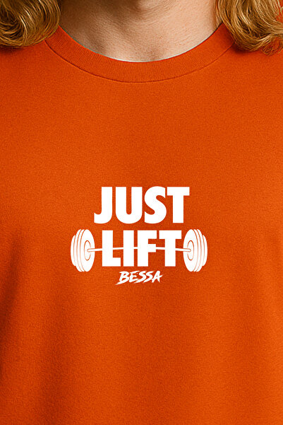 BESSA Orange Printed Athlete Tank Top Crew Neck Cotton Sleeveless Tank Top Just Lift Men's