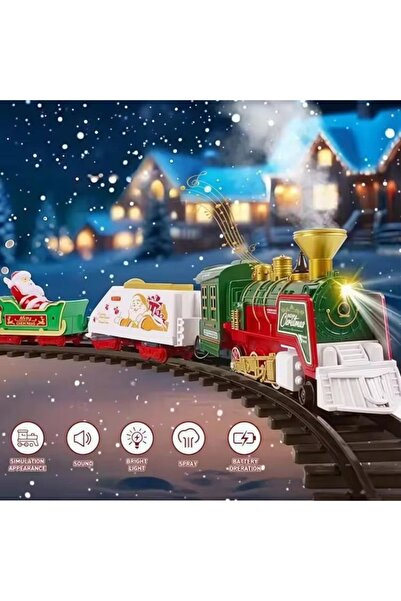 hoffmans Electric Train with Lights and Sound Effects, 3 Cars, Adjustable Track, Realistic Effects. Christmas