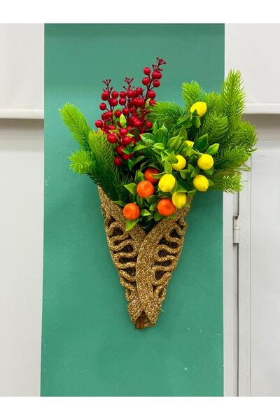 Hediyeninellitonu Door Ornament Handmade Straw Door Ornament Custom Design (Flowers Are Not Included)