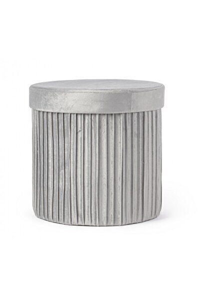 Bizzotto Jocelyn grey velvet ottoman 38x38x38 cm