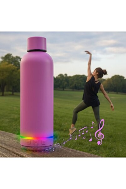 OEM Termos izolat din oțel inoxidabil cu difuzor Bluetooth, liliac, 430 ml