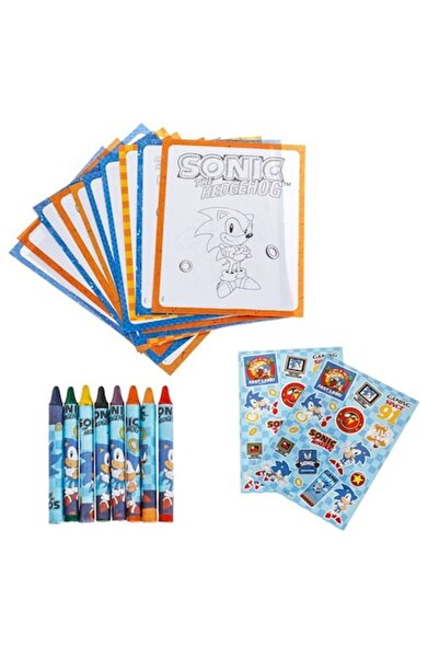 Sonic Sticker Coloring Set - 20 Sheets, 8 Wax Crayons