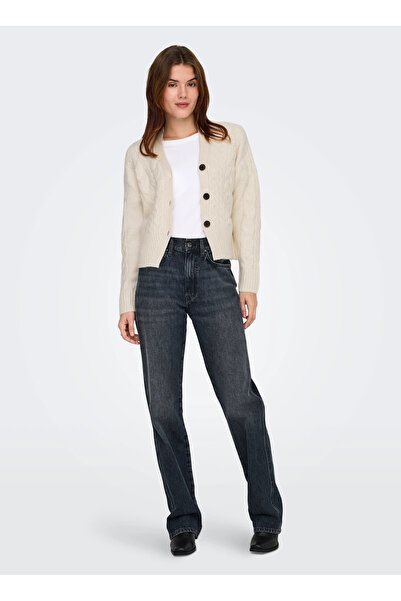 ONLY Krem Kadın Hırka ONLRIO LIFE LS CABLE CARDIGAN KNT