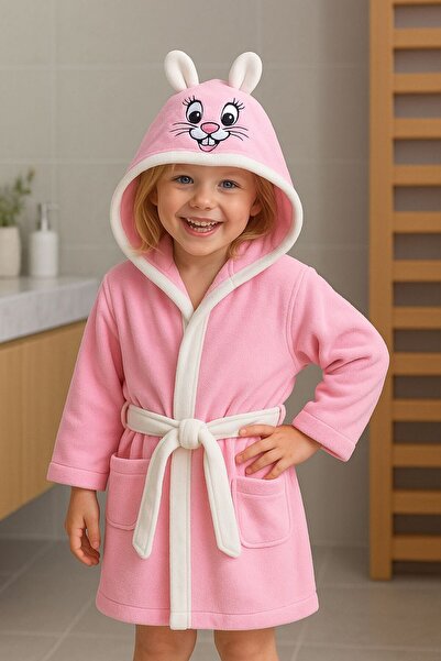 sternen glanz New Kielly Pamuklu Kapşonu Desenli Çocuk Bornozu